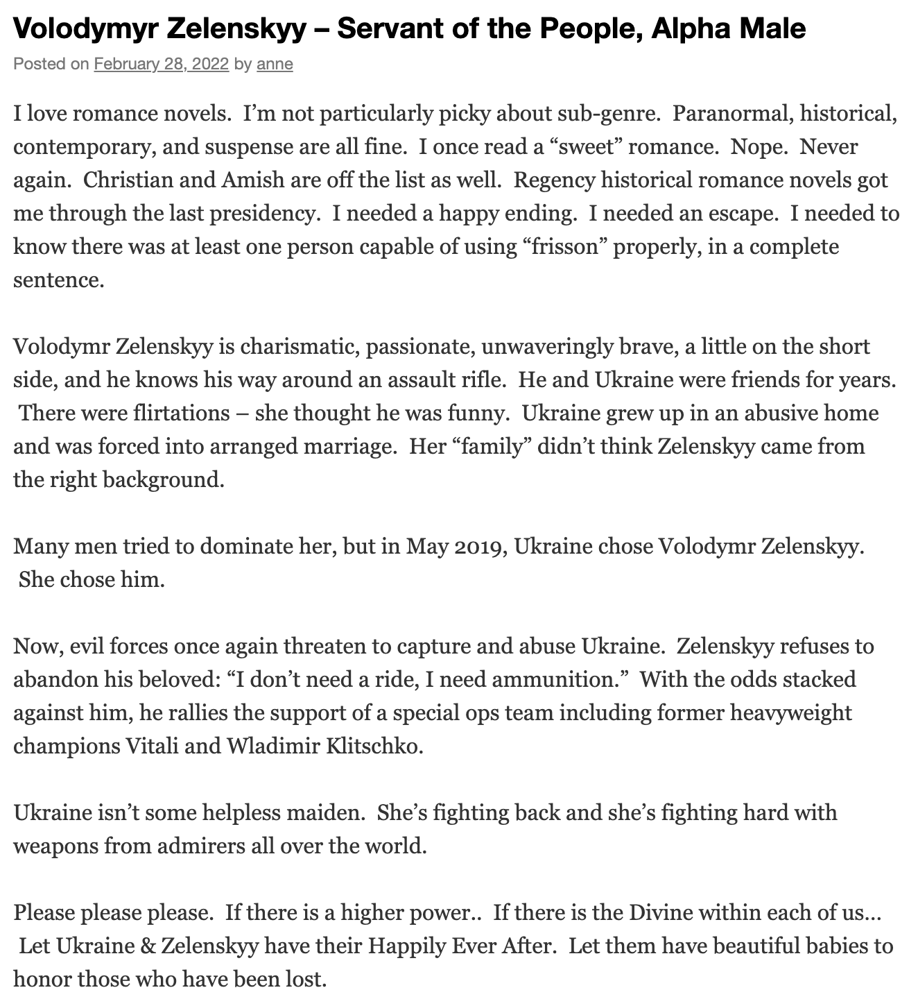 a screenshot of a questionable post about Zelenskyy and Ukraine
