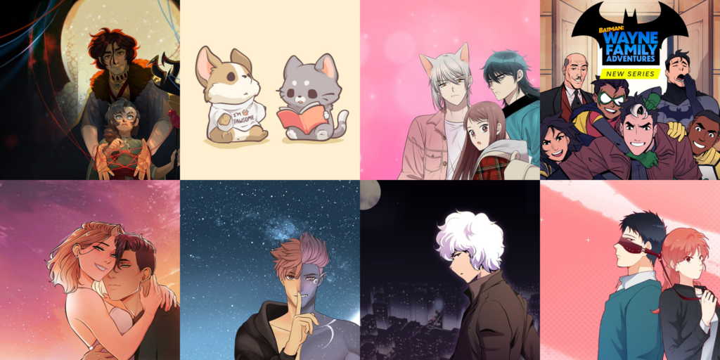 8 webtoon covers together